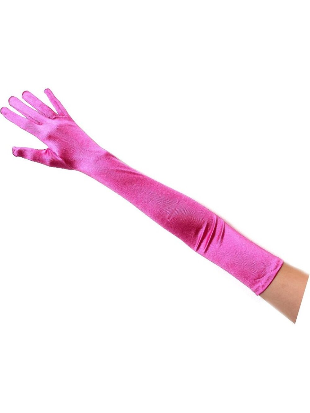 Women's Fuchsia Extra Long Super Stretch Elbow Party Bride Quality Satin Gloves